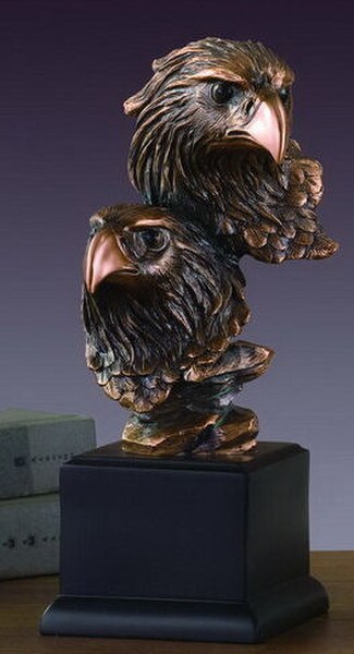 Double Eagle Heads Bust Statue